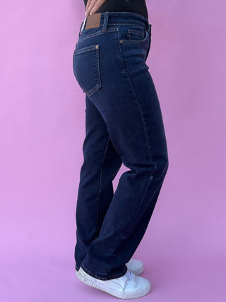 Judy Blue Mid Rise Dark Straight Denim Jeans 82679 - Inseam Options
