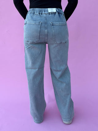 Judy Blue High Waist Aged Stone Knit Wilhelmina Baggy Denim Jeans 881127