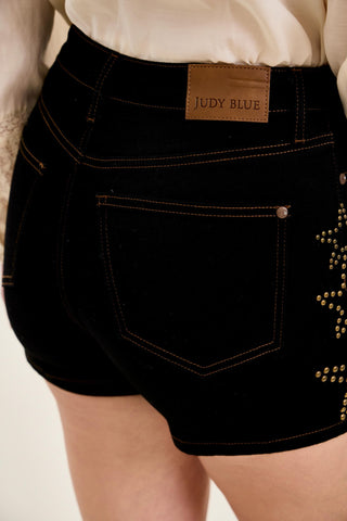 Judy Blue High Waist Star Studded Slim Denim Short 150389