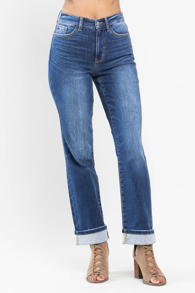 Judy Blue Estelle High Waist Thermal Straight Jeans 82561 - Exclusive-Jeans-Sunshine and Wine Boutique