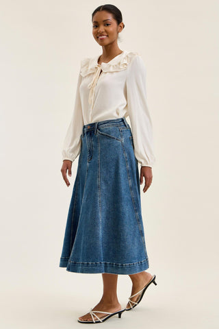 Judy Blue High Waist Lasso Stone Denim Skirt 2844