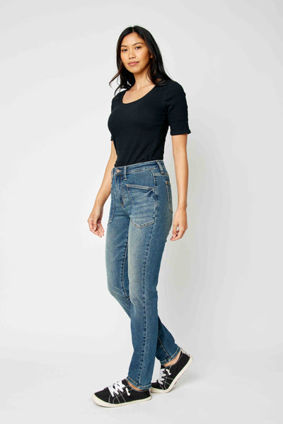 Judy Blue High Waist Classic Relaxed Denim Jeans 88687-Jeans-Sunshine and Wine Boutique