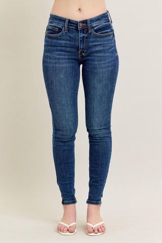 Judy Blue Mid Rise Handsand Skinny Denim Jeans 82252
