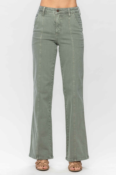 Judy Blue High Rise Front Seam Straight Jeans in Sage 88688 - Exclusive-Jeans-Sunshine and Wine Boutique