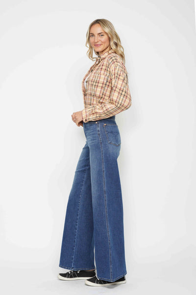 Judy Blue High Waist Tummy Control Retro Wide Leg Denim 88847-Jeans-Sunshine and Wine Boutique