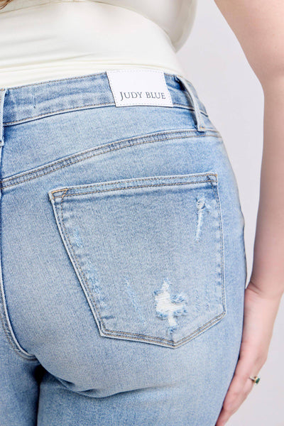 Judy Blue Mid Rise Light Wash Dad Denim Jeans 88926-Jeans-Sunshine and Wine Boutique
