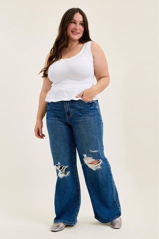 Judy Blue High Waist Rigid Magic Adjustable Tabs Column Straight Denim Jeans 881115