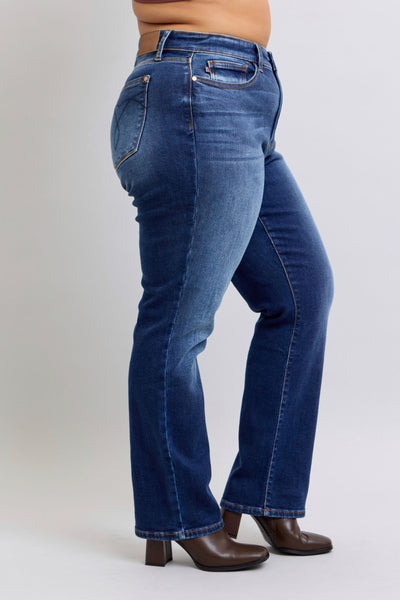 Judy Blue High Rise Vintage Wash Thermal Straight Denim Jeans 82631-Jeans-Sunshine and Wine Boutique