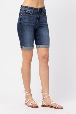 Judy Blue High Waist Bermuda Cuffed Denim Short 15225