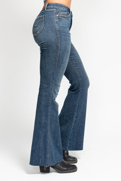 Judy Blue High Waist Tummy Control Shield Back Pocket Flare Denim Jeans 88882-Jeans-Sunshine and Wine Boutique