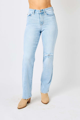 Judy Blue High Waist 90's Back Rip Straight Denim 82600-Jeans-Sunshine and Wine Boutique