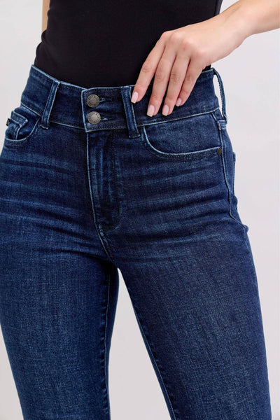 Judy Blue High Waist Double Button Capri Denim Jeans 72118-Jeans-Sunshine and Wine Boutique