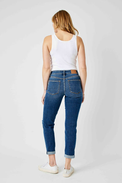 Judy Blue Mid Rise Destroy Slim Denim 82607-Jeans-Sunshine and Wine Boutique