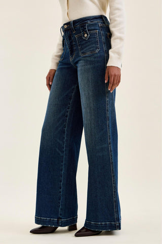 Judy Blue High Waist Fade Indigo Retro Wide Leg Denim Jeans 881159