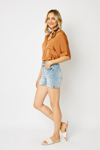 Judy Blue High Waist Destroy Cut Off Denim Short 150184-Shorts-Sunshine and Wine Boutique