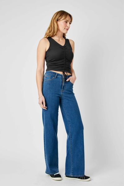 Judy Blue High Waist Vintage Wide Leg Denim 82553-Jeans-Sunshine and Wine Boutique