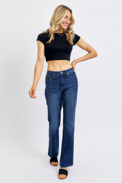 Judy Blue Mid Rise "Tummy Control" Classic Straight Denim 88861-Jeans-Sunshine and Wine Boutique