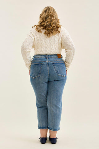 Judy Blue High Waist Tummy Control Peggy Ankle Straight Denim Jeans 881166 - Petite