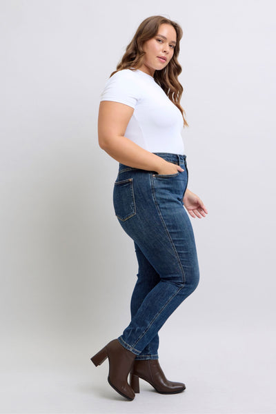 Judy Blue Mid Rise Tummy Control Classic Vintage Skinny Denim Jeans 88881-Jeans-Sunshine and Wine Boutique