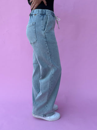 Judy Blue High Waist Aged Stone Knit Wilhelmina Baggy Denim Jeans 881127