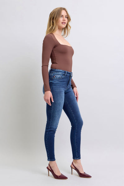 Judy Blue Mid Rise Thermal Skinny Denim Jeans 82635-Jeans-Sunshine and Wine Boutique