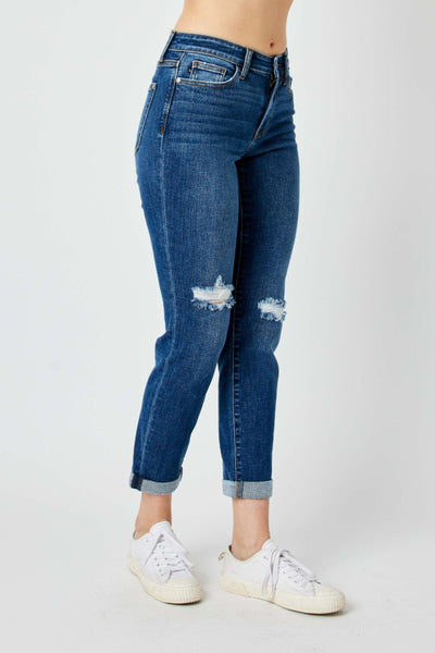 Judy Blue Mid Rise Destroy Slim Denim 82607-Jeans-Sunshine and Wine Boutique