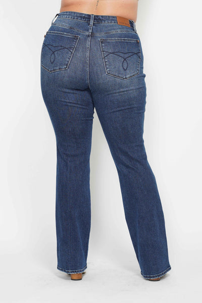 Judy Blue High Waist Tummy Control Back Pocket Embroidery Bootcut Denim Jeans 88786 - 3 Inseam Options: Short, Regular, Long-Jeans-Sunshine and Wine Boutique