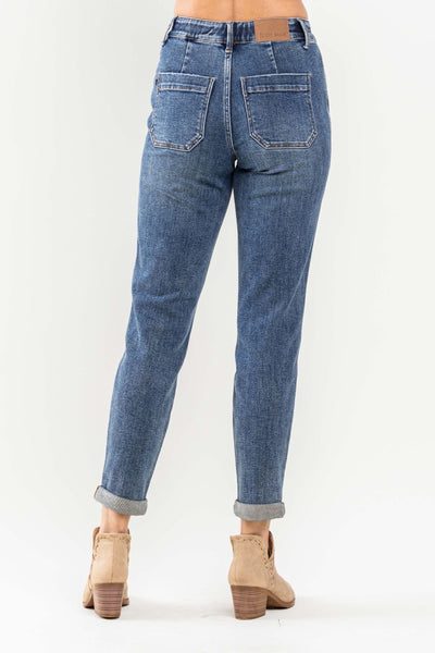 Judy Blue High Waist Elastic Drawstring Cuffed Jogger Denim 88779 - Exclusive-Jeans-Sunshine and Wine Boutique