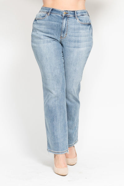 Judy Blue Mid Rise Yoke Cell Phone Pocket “Dad” Denim 82540-Jeans-Sunshine and Wine Boutique