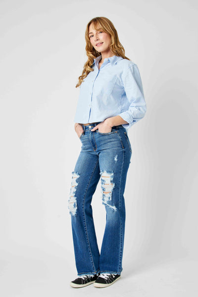 Judy Blue Mid Rise Dad Denim 82605-Jeans-Sunshine and Wine Boutique