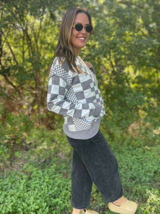 One Eleven North All Checkered Out Sweater in Four Colors