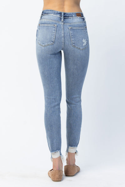 Judy Blue Mid Rise Release Waistband Detail Skinny Denim 82408-Jeans-Sunshine and Wine Boutique