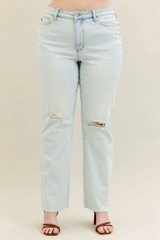 Judy Blue Full Size Destroy & Fray Hem Bootcut Jeans Plus Size