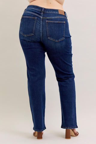 Judy Blue Mid Rise Dark Straight Denim Jeans 82679 - Inseam Options