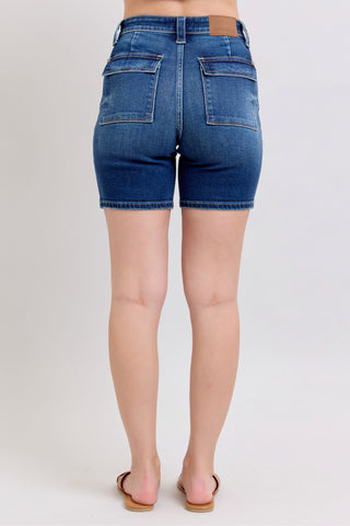 Judy Blue High Waist Bermuda Back Flap Denim Short 15287