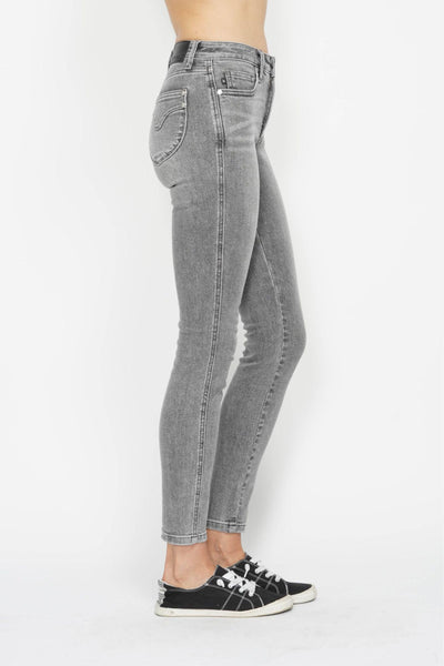 Judy Blue Mid Rise Tummy Control Shield Pockets Skinny Denim Jeans 88862-Jeans-Sunshine and Wine Boutique