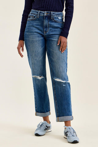 Judy Blue High Waist Rigid Magic Billie Cuffed Boyfriend Denim Jeans 881189