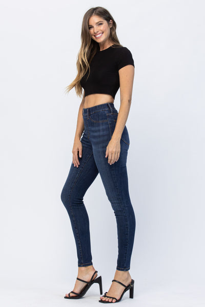 Judy Blue High Waist Pull-On w/ Front + Back Patch Pockets Skinny Denim 88539-Jeans-Sunshine and Wine Boutique