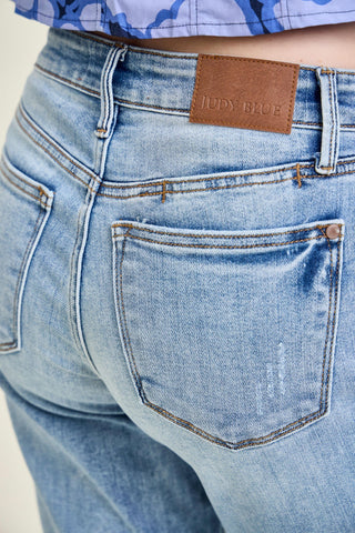 Judy Blue Mid Rise Vintage Wash Cell Phone Pocket Slim Denim Jeans 82626