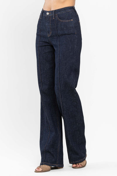 Judy Blue High Waist Front Seam & Dart Detail Wide Leg Denim 88664-Jeans-Sunshine and Wine Boutique