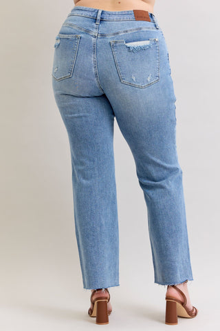 Judy Blue Mid Rise 90's Destroy Straight Denim Jeans 881010