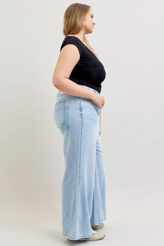 Judy Blue High Waist Featherweight Drawstring Palazzo Denim Jeans 881091