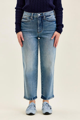 Judy Blue High Waist Tummy Control Peggy Ankle Straight Denim Jeans 881166 - Petite