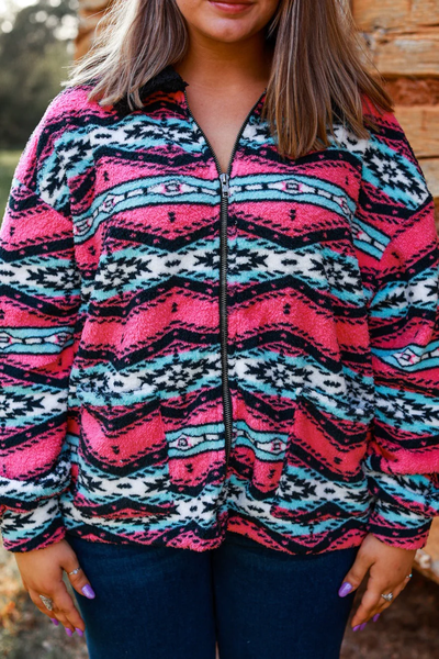 Southern Grace Mountain Time Zip Up Jacket, Aztec-Coats & Jackets-Sunshine and Wine Boutique