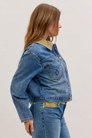 Judy Blue Rigid Barn Corduroy Denim Jacket 7886