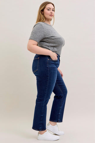 Judy Blue Mid Rise Dark Straight Denim Jeans 82679 - Inseam Options
