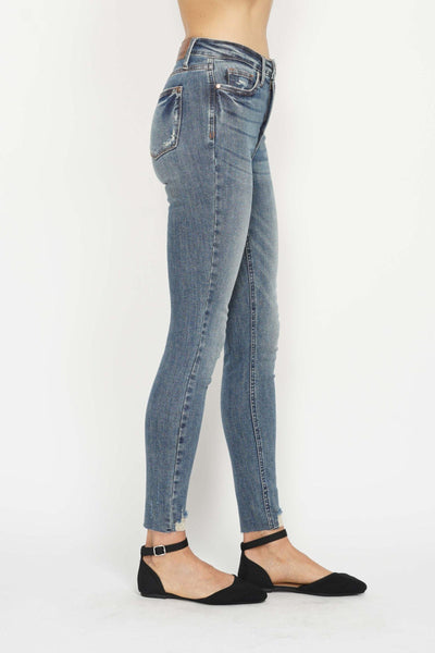 Judy Blue High Waist Tummy Control Vintage Wash Destroy Skinny Denim 88769-Jeans-Sunshine and Wine Boutique