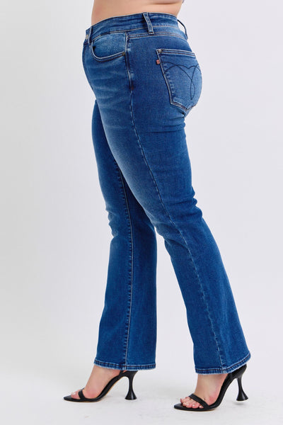 Judy Blue Mid Rise Thermal Bootcut Denim Jeans 82621-Jeans-Sunshine and Wine Boutique