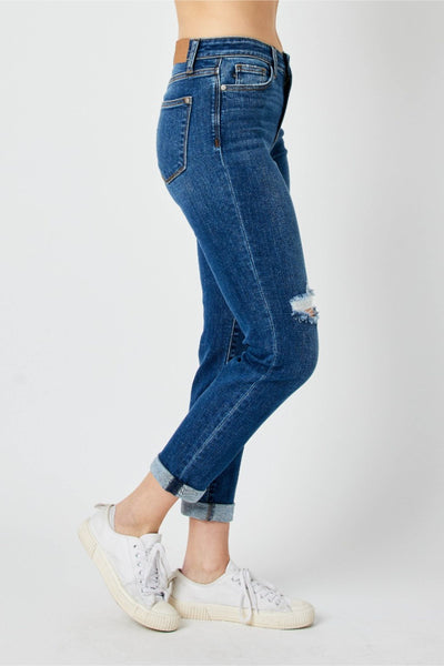 Judy Blue Mid Rise Destroy Slim Denim 82607-Jeans-Sunshine and Wine Boutique