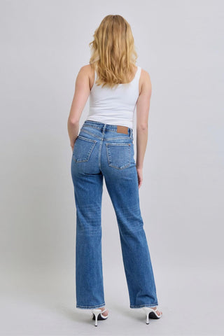 Judy Blue High Waist V-Front Vintage Wash Straight Denim Jeans 82623